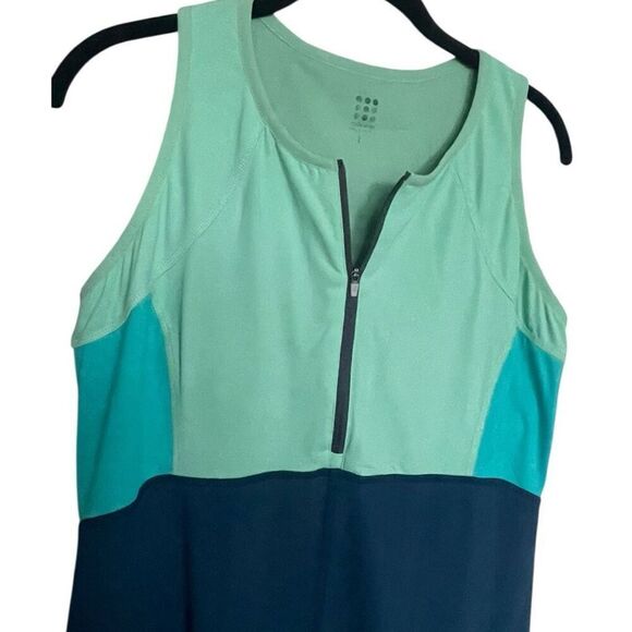 Title Nine Color Block Scuba Dress Diamalete Size Large Sleeveless Padded Bra - Picture 3 of 9